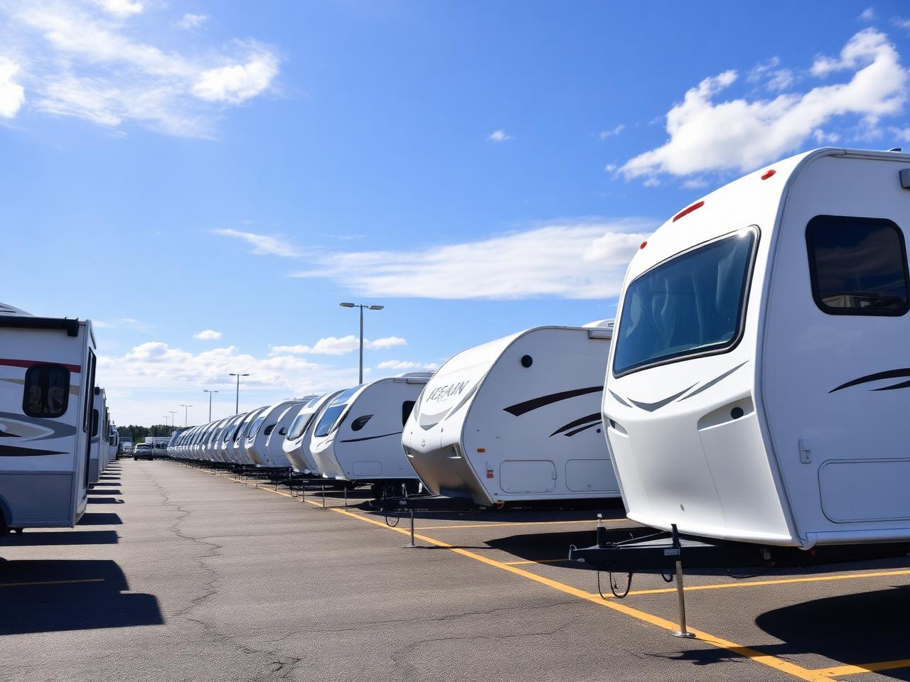 The Tbay RV Sales lot in Thunder Bay filled with trailers and motorhomes